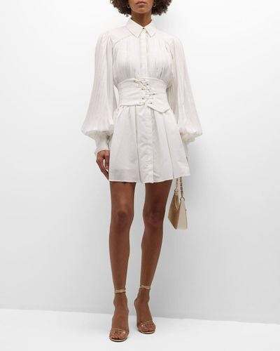Acler Airlie Long-Sleeve Corset Mini Dress - White