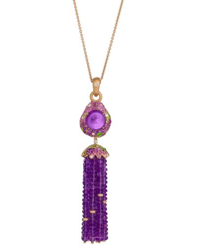 Margot McKinney Jewelry 18k Rose Gold & Amethyst Tassel Pendant Necklace - Purple