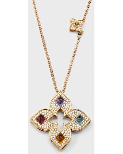 Roberto Coin 18K Rose Pendant Necklace With Semiprecious Stones - White