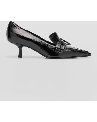 Burberry Sovereign Leather Bow Loafer Pumps - Black