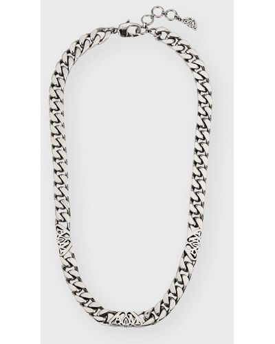 Alexander McQueen Seal Logo Chain Choker Necklace - Blue