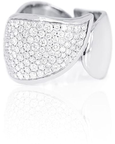 Tamara Comolli 18k White Gold Brilliant Pave Diamond Ring, Size 7