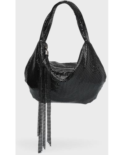 Whiting & Davis Mini Studded Tassel Hobo Bag - Black