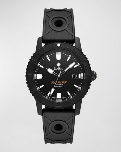 Zodiac Super Sea Wolf Compression Automatic Rubber Watch, 40Mm - Black
