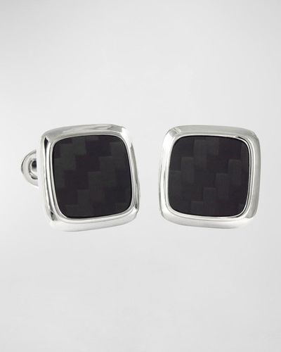 Jan Leslie Carbon Fiber Soft Square Cufflinks - Black