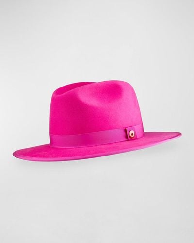 Keith James Queen Wool Felt Fedora Hat - Pink