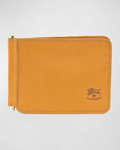 Il Bisonte Leather Bifold Wallet W/ Money Clip - Natural