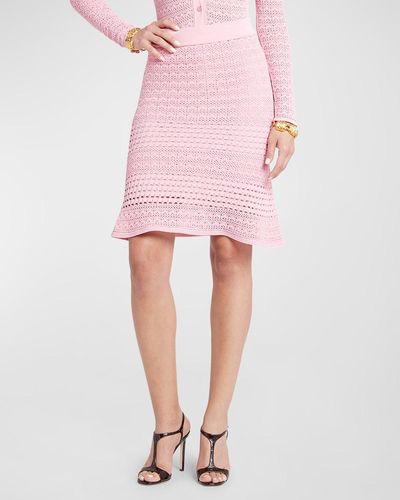 Tom Ford Openwork Knit Skirt With Detachable Tonal Slip - Pink