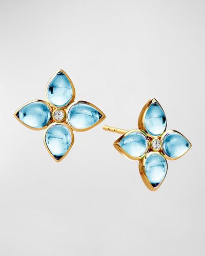 Syna 18k Yellow Gold Mogul Earrings With Blue Topaz And Diamonds
