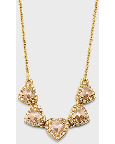 64 Facets 18k Yellow Gold Timeless 5-heart Diamond Pendant Necklace - Metallic