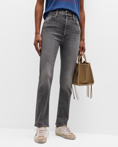 Mother The High Waisted Rider Ankle Jeans - Blue