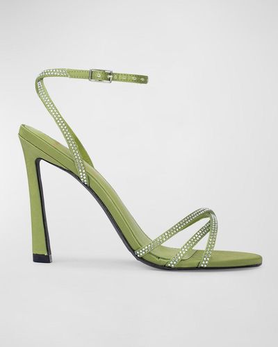 Black Suede Studio Serafina Crystal Satin Ankle-strap Sandals - Green