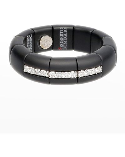 ’ROBERTO DEMEGLIO Ceramic & 18K Ring With Diamonds, 0.11Tdcw, Size 6.5 - Black