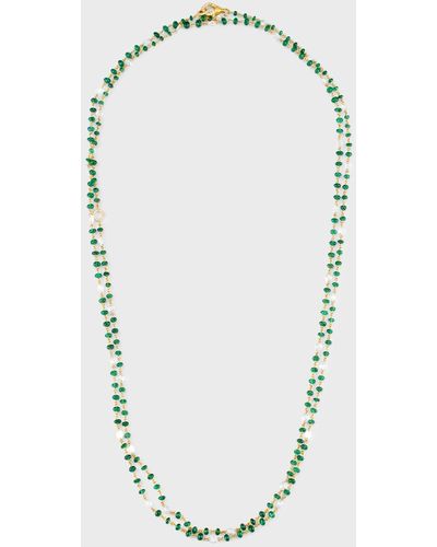 64 Facets 18k Yellow Gold Emerald And Diamond Ethereal Necklace - Blue