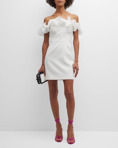 MILLY Gizelle Off-shoulder Ruffle Mini Dress - White