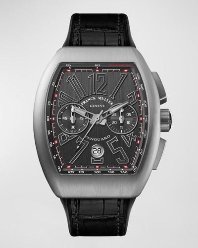 Franck Muller 45mm Vanguard Chronograph Watch With Black Alligator Strap - Gray