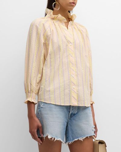Finley Fiona Striped Seersucker Cotton Shirt - Natural