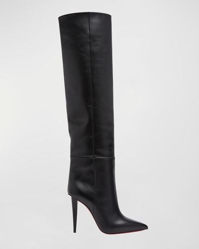 Christian Louboutin Astrilarge Botta Sole Two-Tone Leather Knee-High Boots - Black