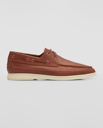 Loro Piana Sea-Sail Walk Leather Boat Shoes - Brown