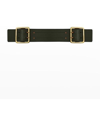 Vaincourt Paris La Radieuse Double-Buckle Leather Belt - Black