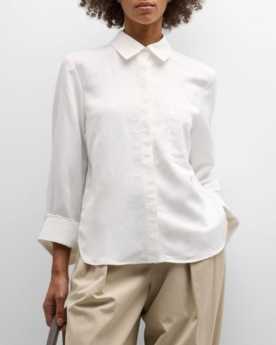 Twp Boyfriend Button-Front Cotton Shirt - White