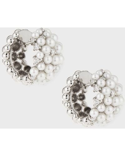 Paul Morelli Lagrange 18k Pearl & Diamond Huggie Earrings - Metallic