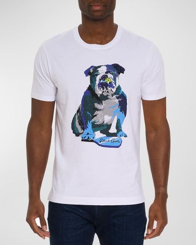 Robert Graham Pickle Ball Bulldog Graphic T-Shirt - White