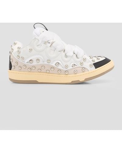 Lanvin Curb Mesh And Leather Low-top Sneakers - Metallic