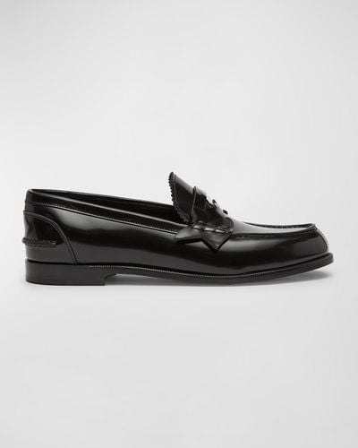 Christian Louboutin Donna Calfskin Sole Penny Loafers - Black
