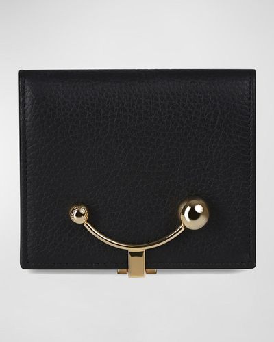 Strathberry Crescent Flap Leather Wallet - Black