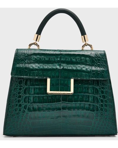 MARIA OLIVER Michelle Crocodile Top-Handle Bag - Green