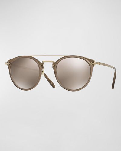 Oliver Peoples Remick Mirrored Brow-Bar Sunglasses - Gray