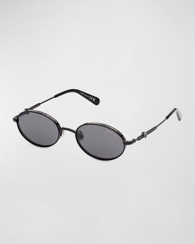 Moncler Tatou Round Metal Sunglasses - Metallic