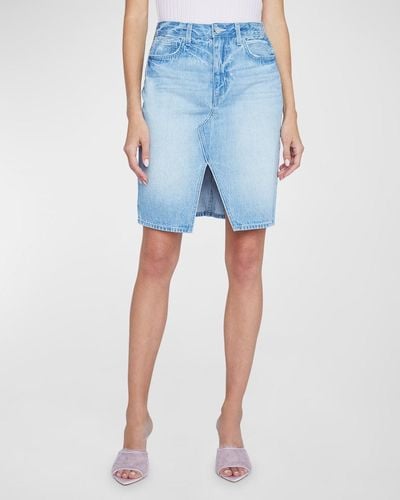 L'Agence Tylee Denim Knee-Length Skirt - Blue