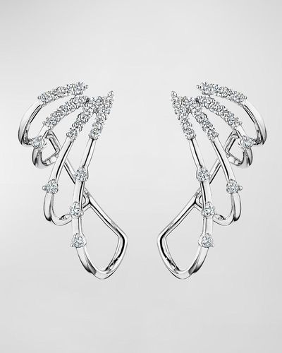 Hueb 18k Luminus White Gold Cage Earrings With Vs-gh Diamonds - Metallic