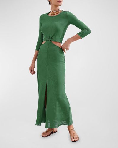 ViX Solid Talita Cutout Maxi Dress - Green