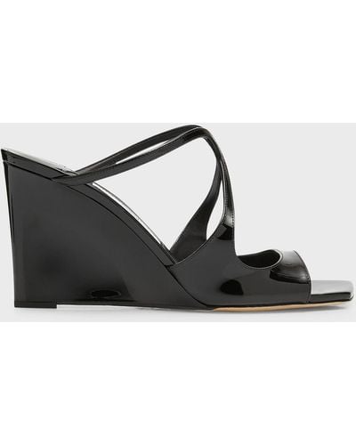 Jimmy Choo Anise Patent Leather Wedge Sandals - Black
