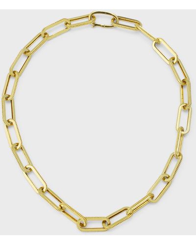 Tanya Farah 18k Yellow Gold Modern Etruscan Rectangular Link Necklace - Metallic