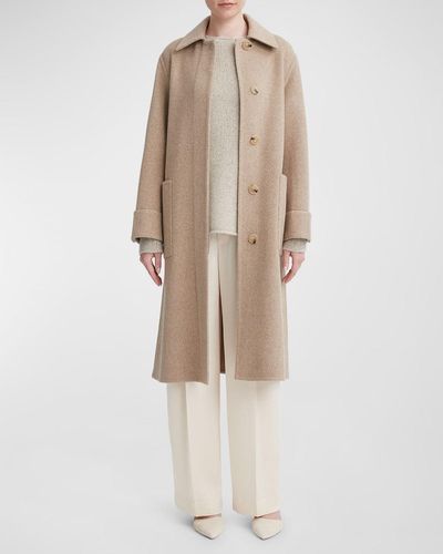Vince Fine Wool Vented Wool Overcoat - Natural