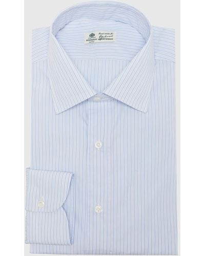 Luigi Borrelli Napoli Multi-Stripe Cotton Dress Shirt - Blue