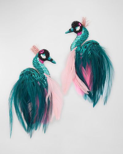 Mignonne Gavigan Crowned Crane Earrings - Blue