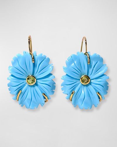 Lizzie Fortunato New Bloom 24k Gold Plated Cerulean Perifot Turquoise Drop Earrings - Blue
