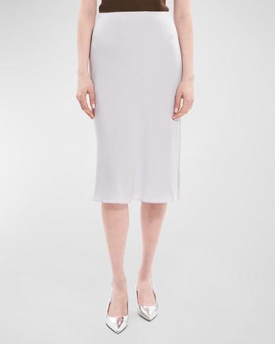 Theory Silk Georgette Knee-Length Slip Skirt - White