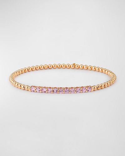 Lisa Nik 18K Rose And Sapphire Stretch Bracelet - Multicolor