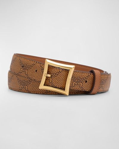 MCM Aren Lauretos Leather Belt - Brown
