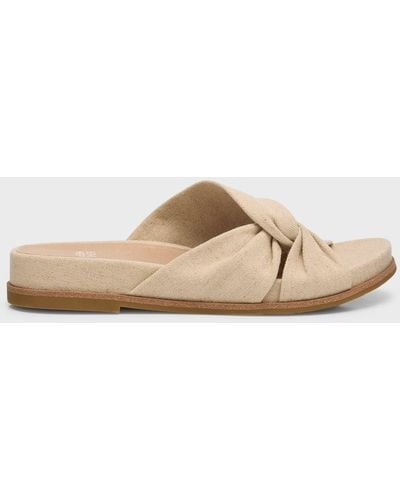 Eileen Fisher Dello Linen Twisted Slide Sandals - White