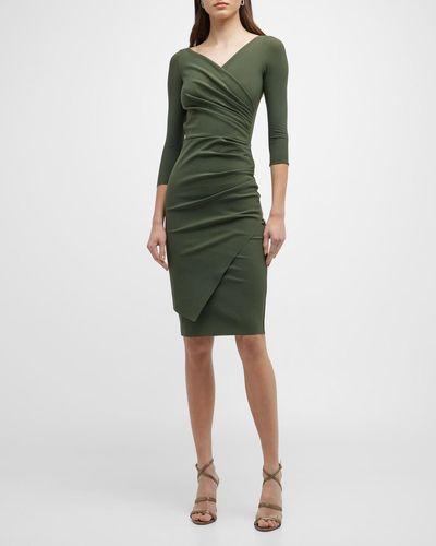 La Petite Robe Di Chiara Boni Calantine 3/4-sleeve Ruched Bodycon Dress - Green