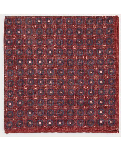 Brunello Cucinelli Printed Wool Pocket Square - Red