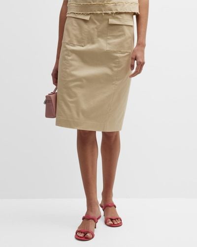 Frances Valentine Straight-fit Poplin Midi Skirt - Natural