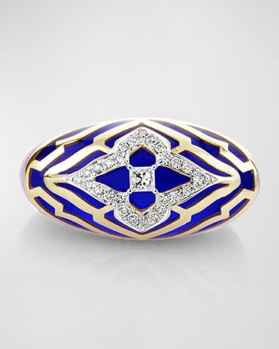 Farah Khan Atelier 18k Yellow Gold Aruba Blue Mykonos Vivacious Ring, Size 7